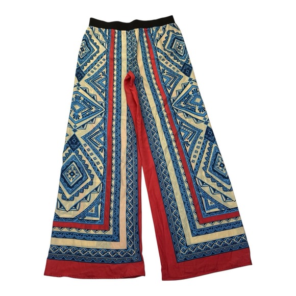 Jealous Tomato Pants - Jealous Tomato Women's High Waistband Wide Leg Palazzo Pants Flowy Red Multi M